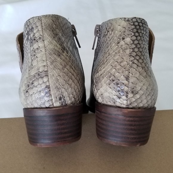 NIB LUCKY BRAND BRINTLY ANKLE BOOTIE WATERPROOF SNAKE PRINT EMBOSSED LEATHER 8 - Picture 9 of 12